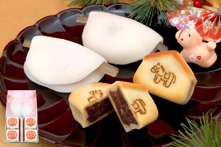 はなびら餅2個・干支菓子4個
