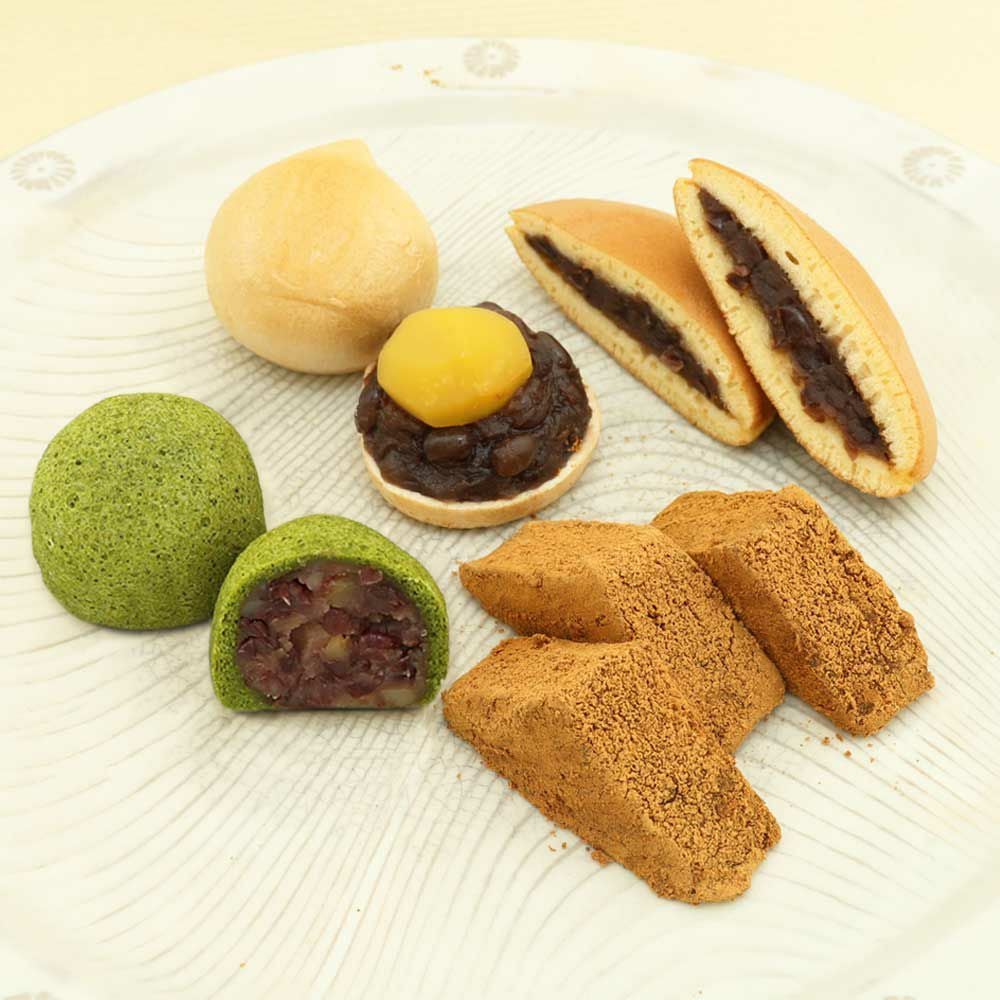 本わらび餅250g・お茶丸2個・天楽2個・みかさ粒あん2個セット |お