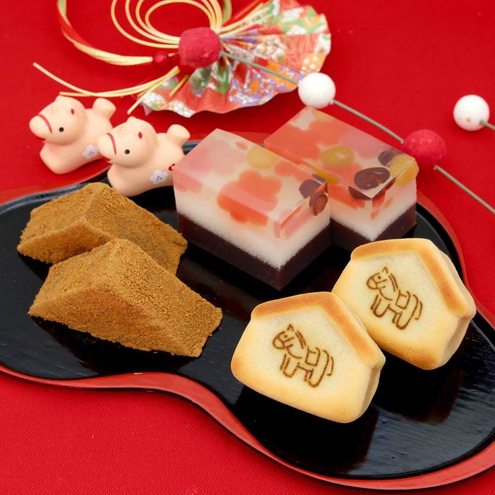  零れ梅・本わらび餅250g・干支菓子午4個