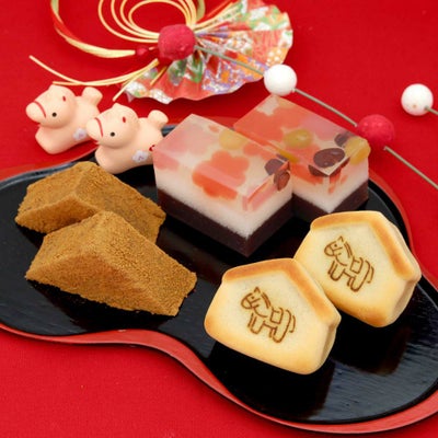  零れ梅・本わらび餅250g・干支菓子午4個