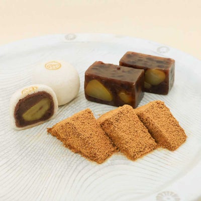 本わらび餅250g・天上天鼓2個・栗ようかん栗童子ハーフサイズセット